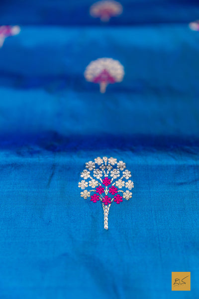 Vaahini- Blue Banarasi Katan Silk Handwoven Saree