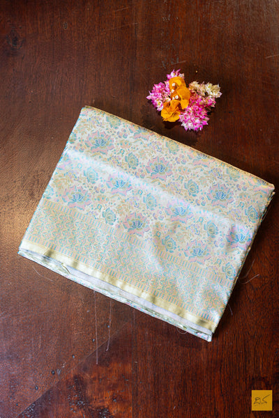 Mahamaya- Pastle Green Banarasi Katan Silk Handwoven Saree