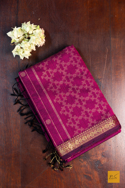 Deepthi- Pink-Black Maheshwari Garbh Reshmi Handwoven Saree