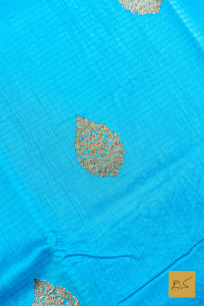 Punyavathi- Blue Banarasi Silk Cotton Handwoven Saree