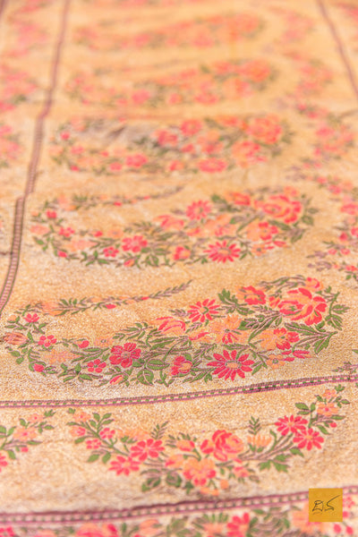 Thrayambhake- Pastle Yellow-Pink Banarasi Georgette Handwoven Saree