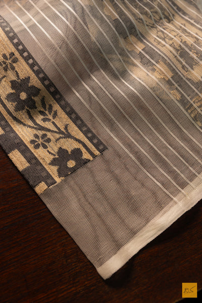 Jwala- White Banarasi Silk Net Handwoven Saree