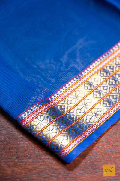 Chaithra- Blue Maheshwari Garbh Reshmi Handwoven Saree
