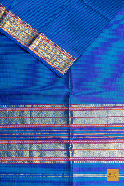 Chaithra- Blue Maheshwari Garbh Reshmi Handwoven Saree