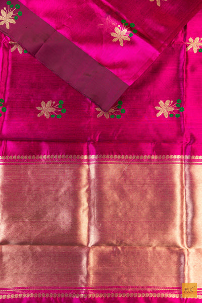 Pink Chanderi Pure Silk Handwoven Saree
