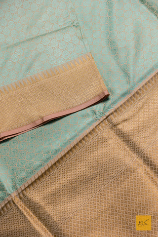 Madulika- Peach & Green Banarasi Katan Silk Handwoven Saree