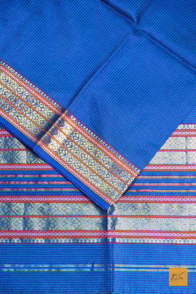 Chaithra- Blue Maheshwari Garbh Reshmi Handwoven Saree