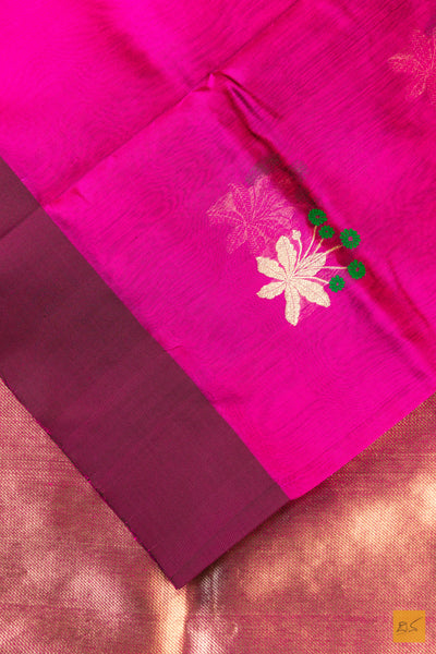 Pink Chanderi Pure Silk Handwoven Saree