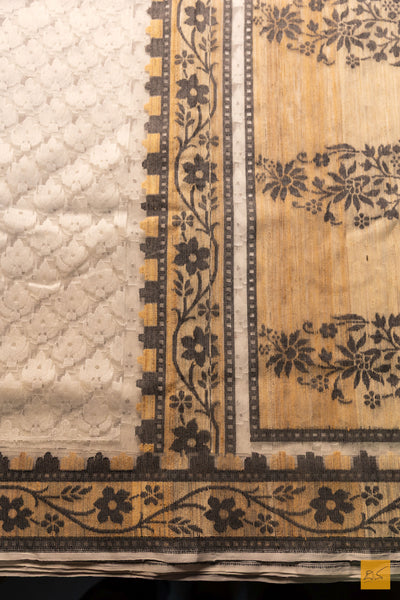 Jwala- White Banarasi Silk Net Handwoven Saree