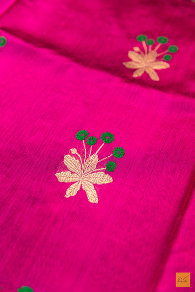 Pink Chanderi Pure Silk Handwoven Saree