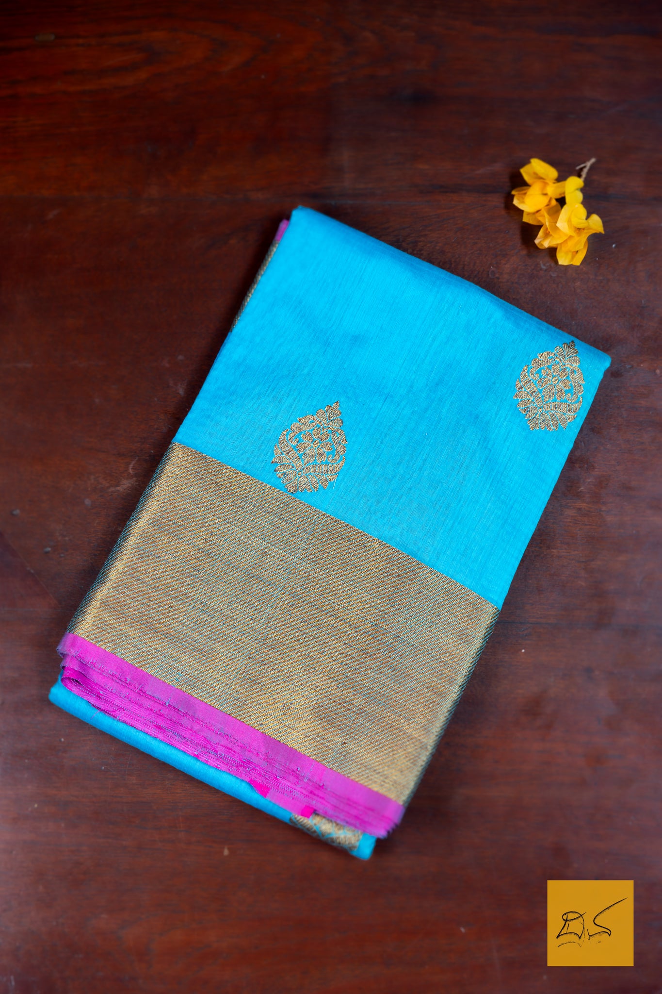Punyavathi- Blue Banarasi Silk Cotton Handwoven Saree