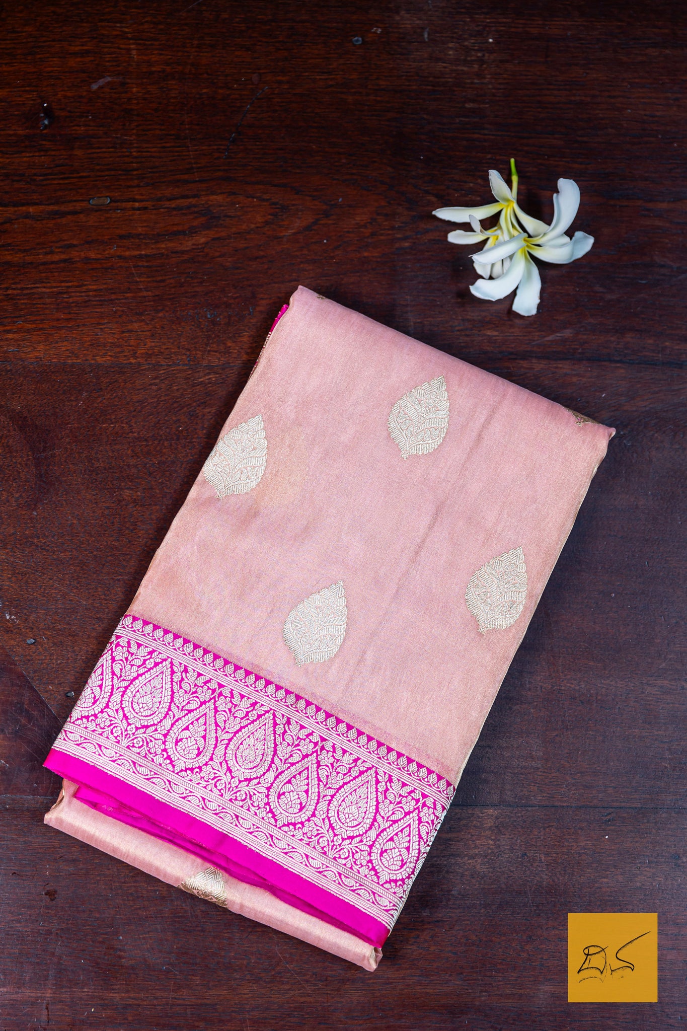 Aprameya- Pink Banarasi Tissue Katan Silk Handwoven Saree