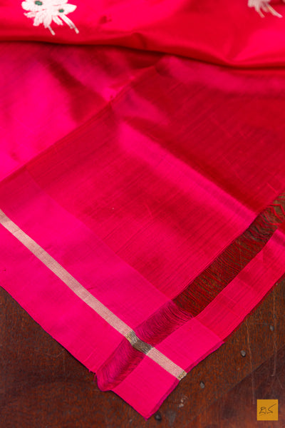 Pink Chanderi Pure Silk Handwoven Saree