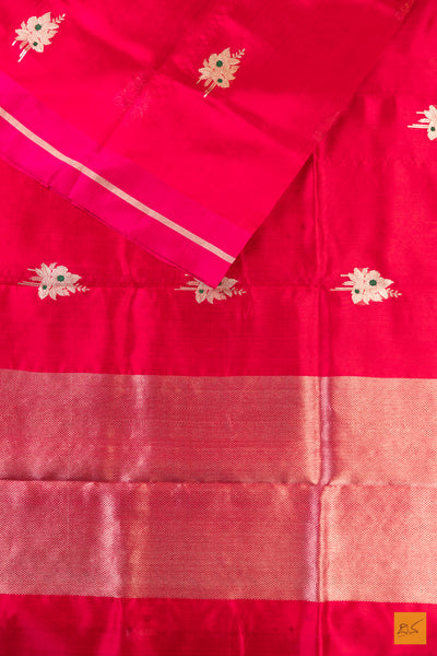 Pink Chanderi Pure Silk Handwoven Saree