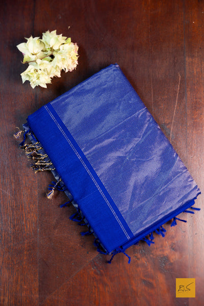 Bhavana- Blue Maheshwari Garbh Reshmi Handwoven Saree