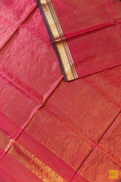 Yogini- Red Tissue Maheshwari Silk Cotton Handwoven Saree