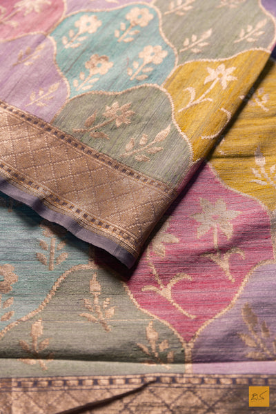 Komala- Purple Banarasi Silk Net Handwoven Saree
