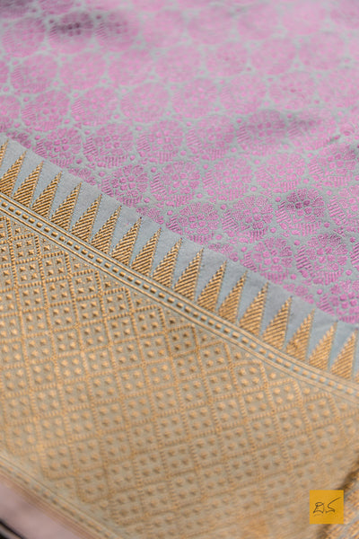 Mahima- Green & Pink Banarasi Katan Silk Handwoven Saree