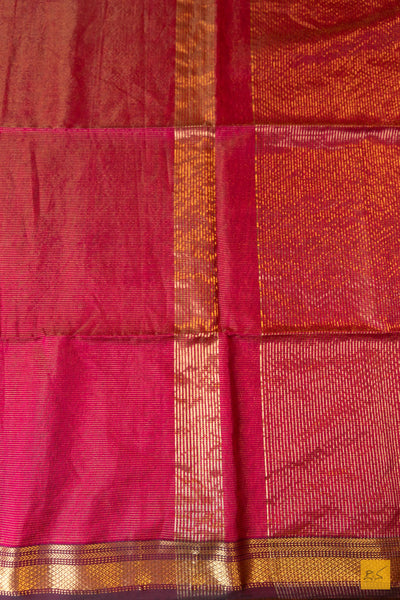 Yogini- Red Tissue Maheshwari Silk Cotton Handwoven Saree