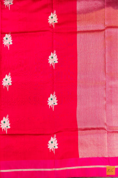 Pink Chanderi Pure Silk Handwoven Saree