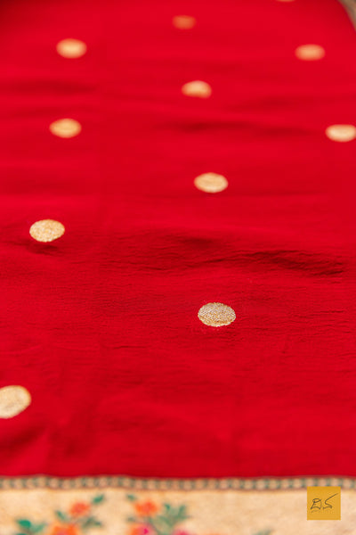 Thripurambika- Red Banarasi Georgette Handwoven Saree