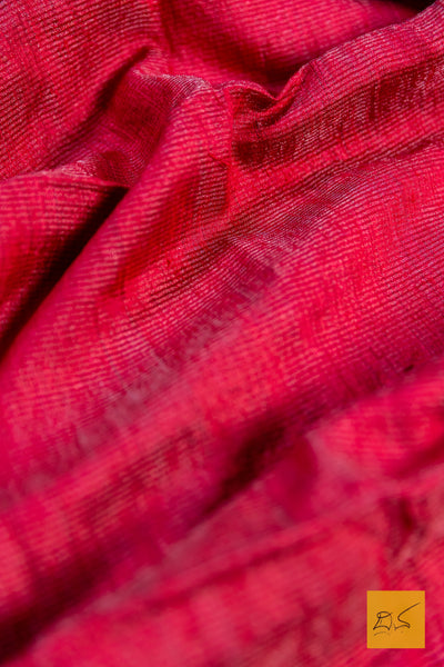 Red Resham Matka Tissue Handwoven Saree