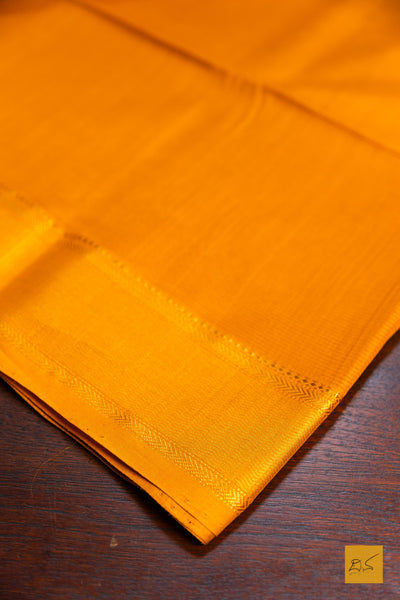 Sudha- Mango Yellow Maheshwari Silk Cotton Handwoven Saree