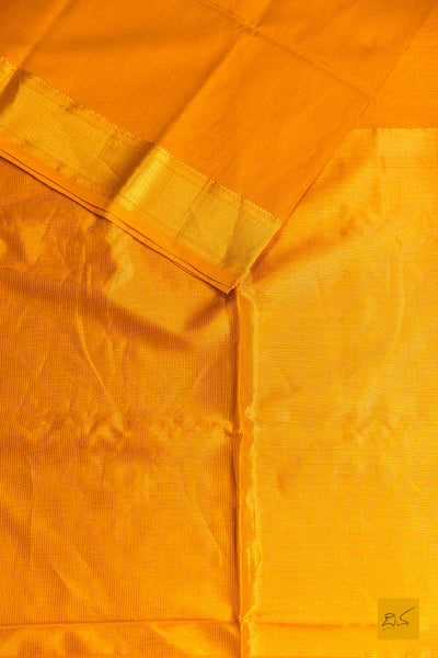 Sudha- Mango Yellow Maheshwari Silk Cotton Handwoven Saree