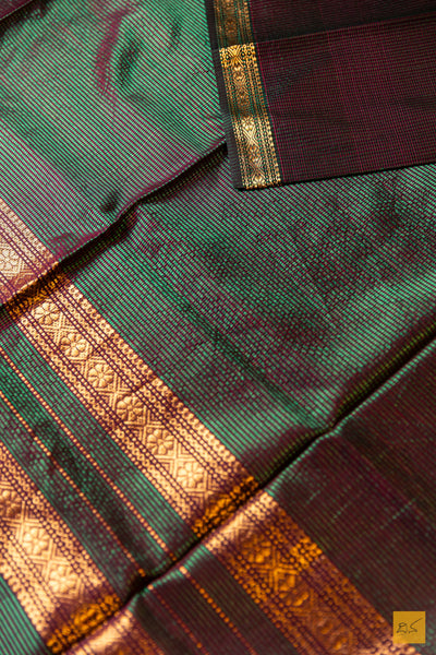 Vanajakshi- Green Maheshwari Garbh Reshmi Handwoven Saree