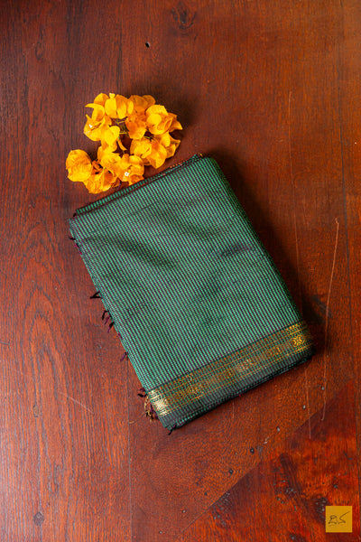 Vanajakshi- Green Maheshwari Garbh Reshmi Handwoven Saree