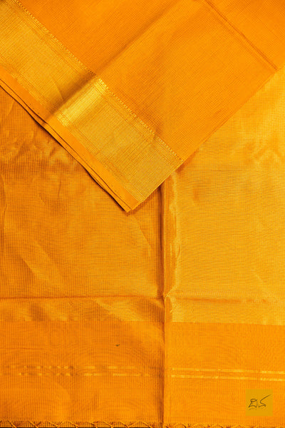 Sudha- Mango Yellow Maheshwari Silk Cotton Handwoven Saree