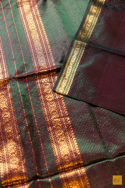 Vanajakshi- Green Maheshwari Garbh Reshmi Handwoven Saree