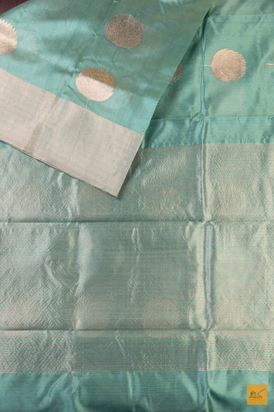 Pistachio Green Chanderi Pure Silk Handwoven Saree