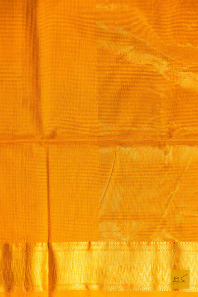 Sudha- Mango Yellow Maheshwari Silk Cotton Handwoven Saree