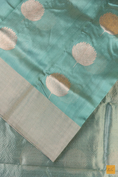 Pistachio Green Chanderi Pure Silk Handwoven Saree