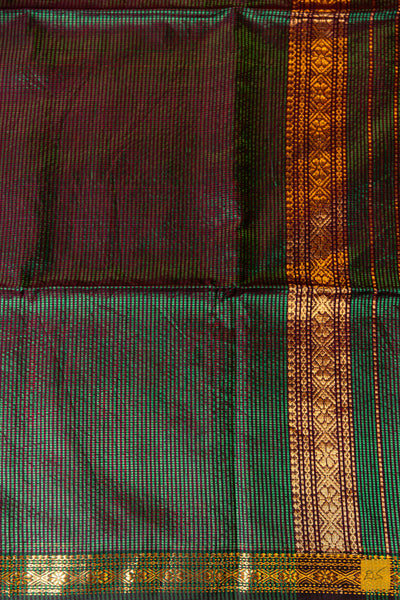 Vanajakshi- Green Maheshwari Garbh Reshmi Handwoven Saree