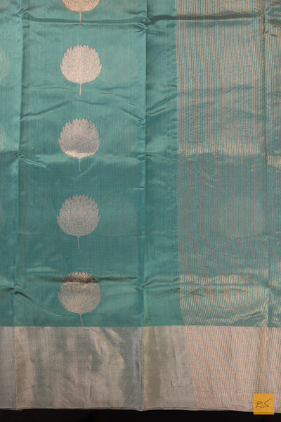 Pistachio Green Chanderi Pure Silk Handwoven Saree
