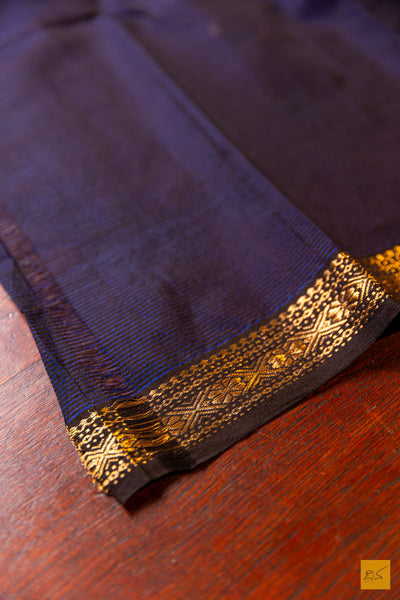 Meenakshi- Brown Maheshwari Garbh Reshmi Handwoven Saree