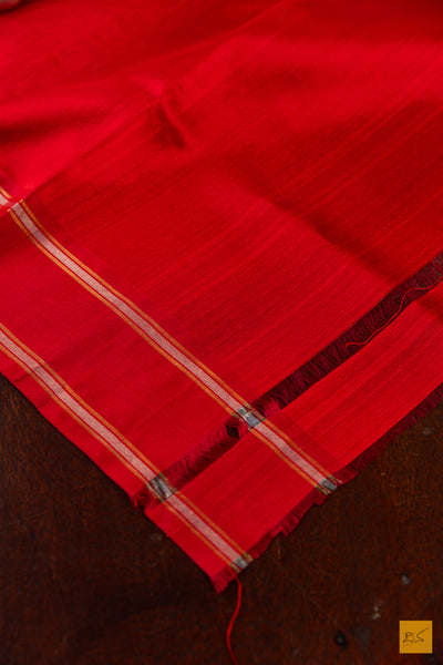 Red Chanderi Pure Silk Handwoven Saree