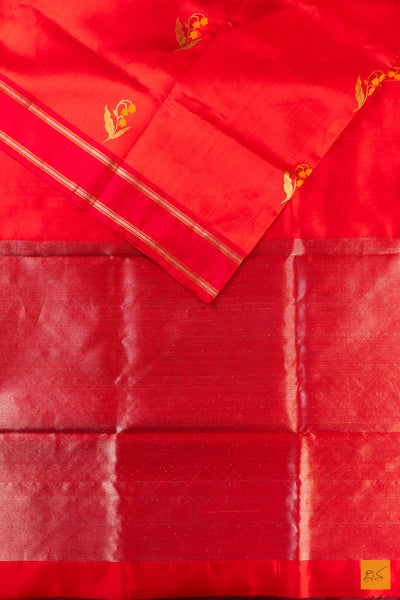 Red Chanderi Pure Silk Handwoven Saree