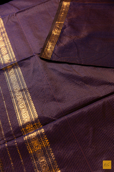 Meenakshi- Brown Maheshwari Garbh Reshmi Handwoven Saree