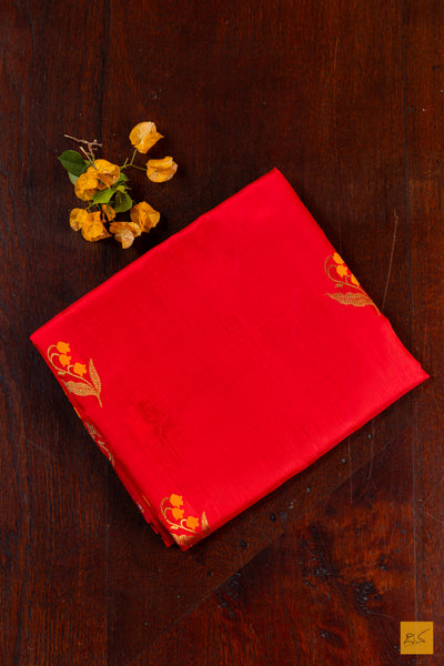 Red Chanderi Pure Silk Handwoven Saree