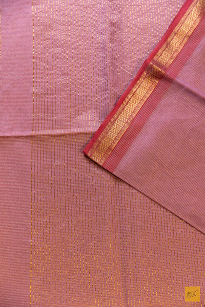 Dhathri- Pink Tissue Maheshwari Silk Cotton Handwoven Saree