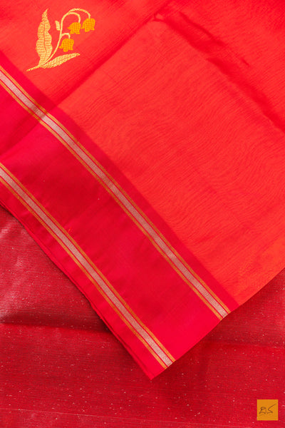 Red Chanderi Pure Silk Handwoven Saree
