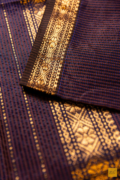 Meenakshi- Brown Maheshwari Garbh Reshmi Handwoven Saree