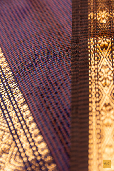 Meenakshi- Brown Maheshwari Garbh Reshmi Handwoven Saree