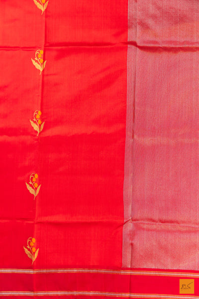 Red Chanderi Pure Silk Handwoven Saree