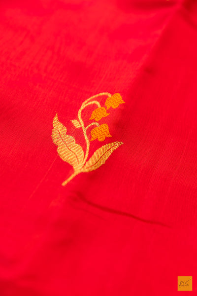 Red Chanderi Pure Silk Handwoven Saree