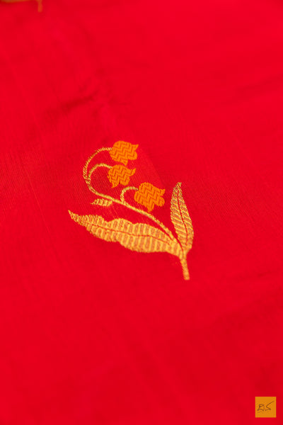 Red Chanderi Pure Silk Handwoven Saree