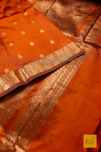 Indumathi- Brown Banarasi Katan Silk Handwoven Saree